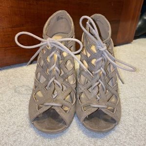 Mia Nude Lace-up Wedges